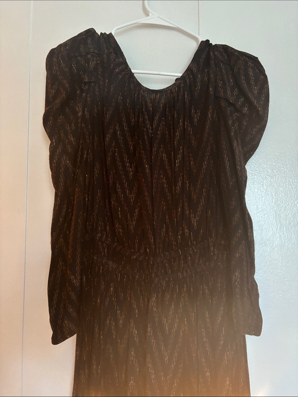 Black dress with Gold Metallic Chevron Modest dress with beautiful detail